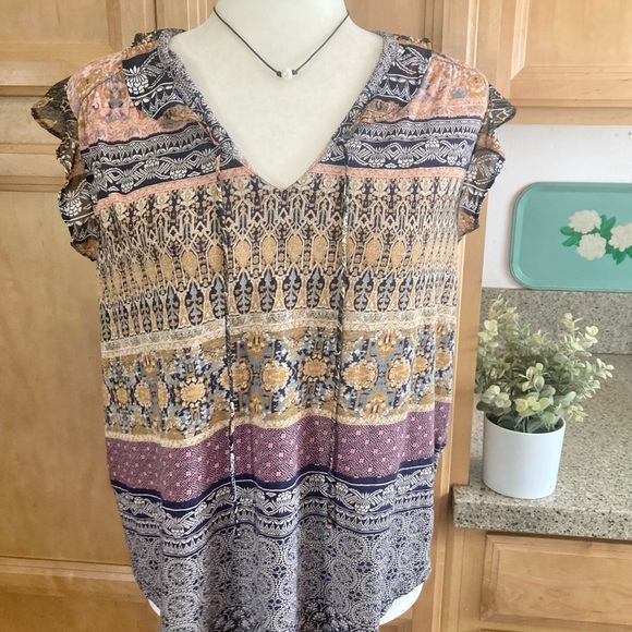 Lucky Brand Multicolor Patterned Boho Blouse - Picture 4 of 5